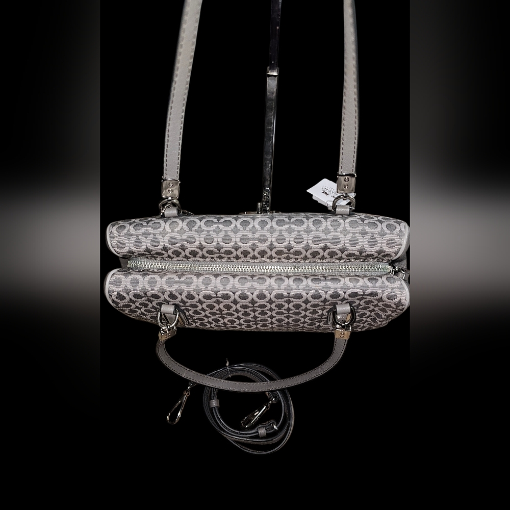 COACH Madison Madeline East/West Op Art Fabric Gray Signature Satchel/Crossbody - Picture 6 of 13
